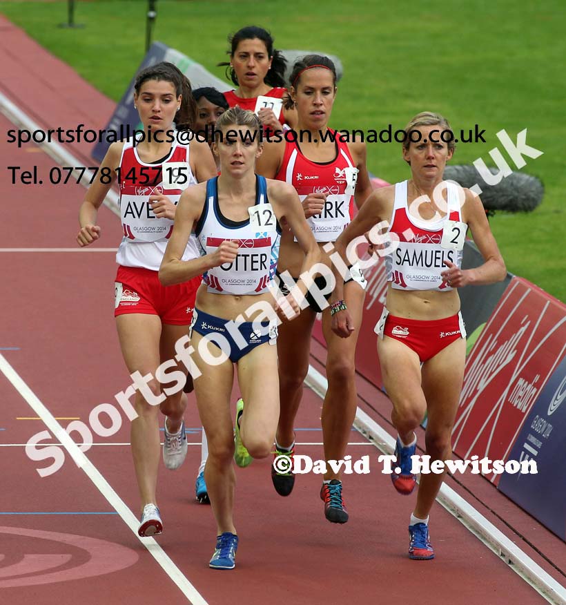 Sonia Samuels(England), Beth Potter (Scotland), Elinor Kirk (Wales and Kate Avery (England) in the 10000 metres, 2014 Commonwealth Games, Glasgow. Photo: David T. Hewitson/Sports for All Pics